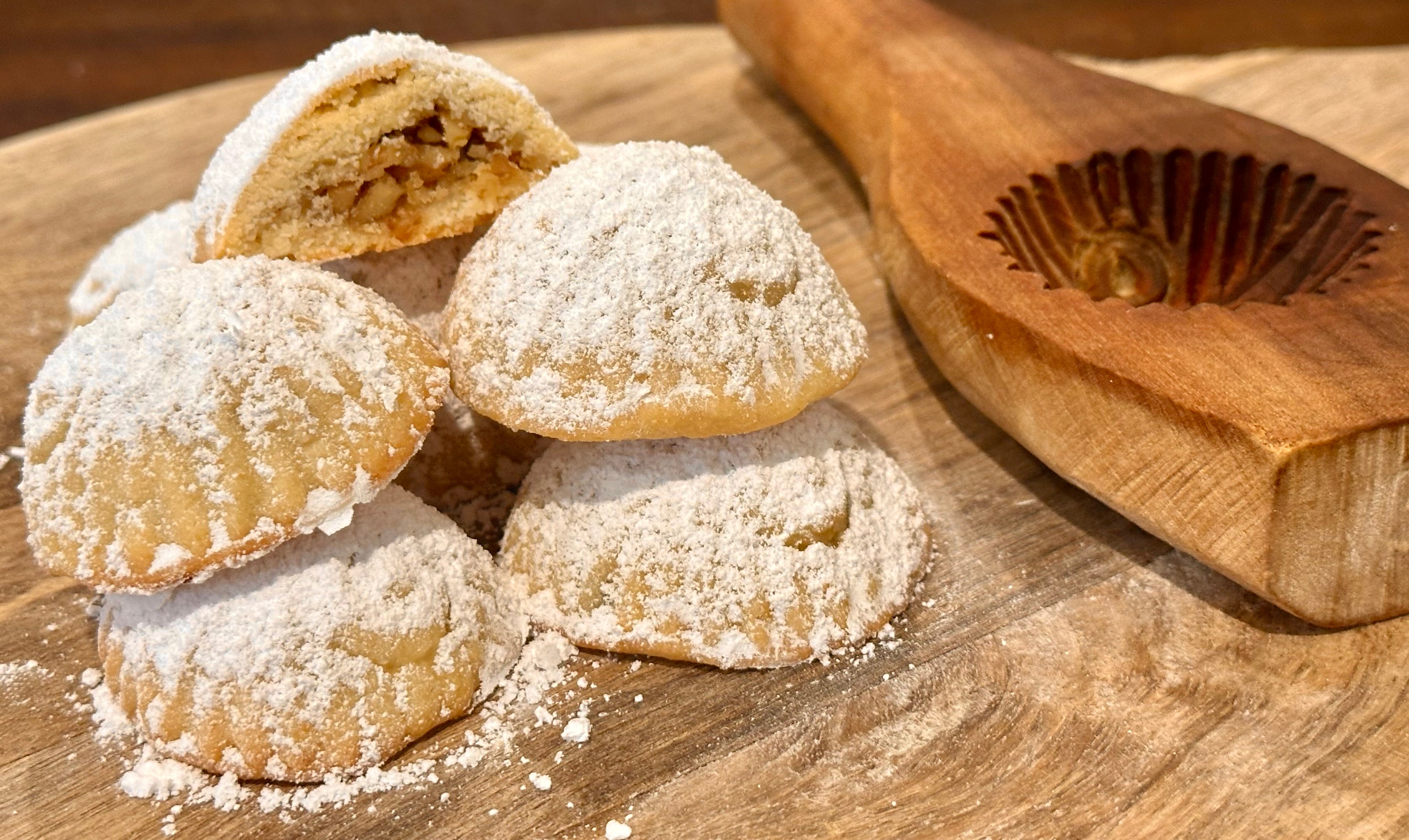 Ma'amoul with Walnuts Filling Topped with Icing Sugar