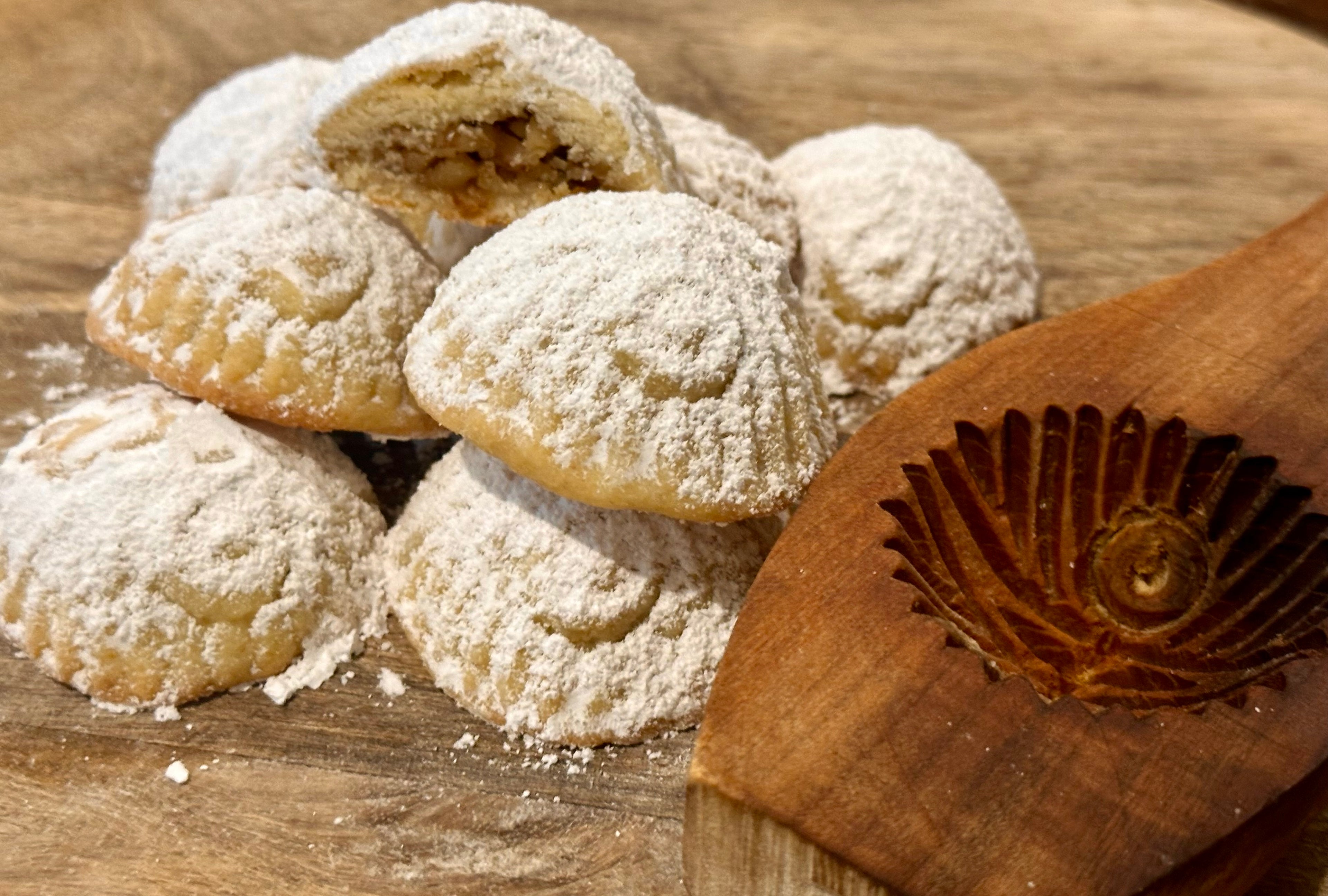Ma'amoul with Walnuts Filling Topped with Icing Sugar